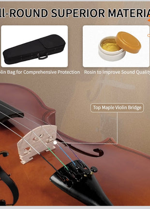 VIOLÍN ACÚSTICO NUEVO– KIT COMPLETO CON ESTUCHE