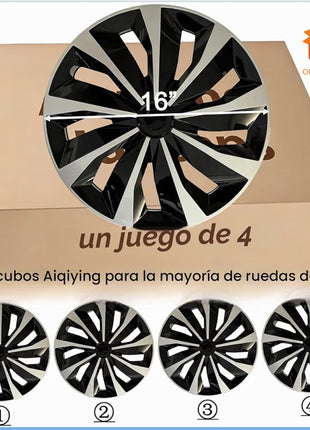 COPAS UNIVERSALES PREMIUM DE 16" ABS PLATEADO/NEGRO