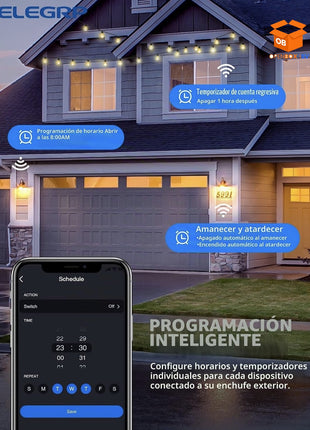 ENCHUFE INTELIGENTE EXTERIOR WIFI IP66 | COMPATIBLE CON ALEXA Y GOOGLE