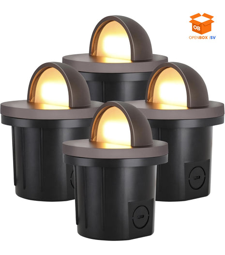 SET DE 4 LUCES SOLARES LED PARA JARDÍN - ESTILO FAROL BRONCE
