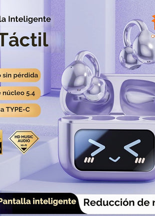 AURICULARES INALÁMBRICOS BLUETOOTH CLIP OREJA CON PANTALLA LED KAWAII