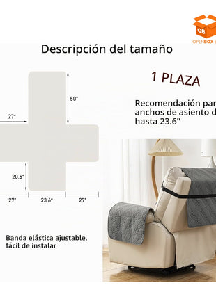FUNDA CUBRE SILLÓN RECLINABLE IMPERMEABLE CON BOLSILLOS ORGANIZADORES