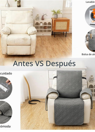 FUNDA CUBRE SILLÓN RECLINABLE IMPERMEABLE CON BOLSILLOS ORGANIZADORES