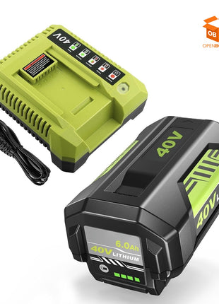 BATERÍA 40V LITIO 6.0AH + CARGADOR RÁPIDO COMPATIBLE - KIT DE ALTO RENDIMIENTO PARA HERRAMIENTAS