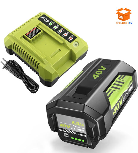 BATERÍA 40V LITIO 6.0AH + CARGADOR RÁPIDO COMPATIBLE - KIT DE ALTO RENDIMIENTO PARA HERRAMIENTAS