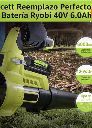 BATERÍA 40V LITIO 6.0AH + CARGADOR RÁPIDO COMPATIBLE - KIT DE ALTO RENDIMIENTO PARA HERRAMIENTAS