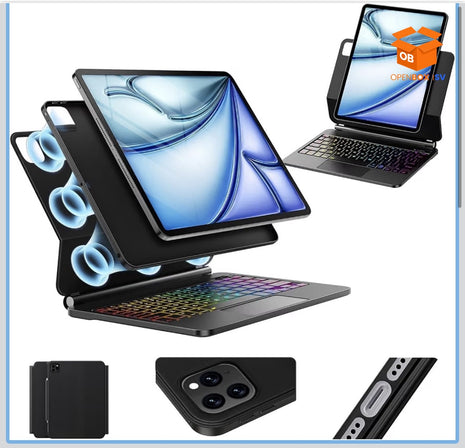 FUNDA CON TECLADO RETROILUMINADO PARA IPAD PRO - GIRO 360° Y PORTALÁPIZ