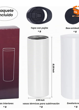 SET 4 BOTELLAS BLANCAS DE AGUA TÉRMICAS PARA SUBLIMACIÓN