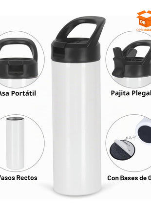 SET 4 BOTELLAS BLANCAS DE AGUA TÉRMICAS PARA SUBLIMACIÓN