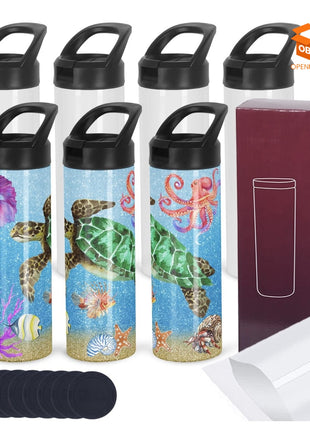 SET 4 BOTELLAS BLANCAS DE AGUA TÉRMICAS PARA SUBLIMACIÓN