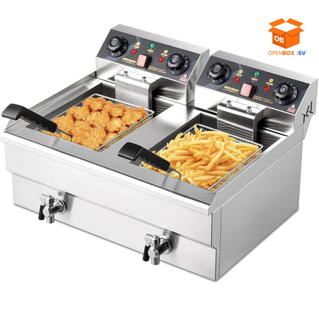 🔥 FREIDORA ELÉCTRICA DOBLE CANASTA 20L INOX ⚡
