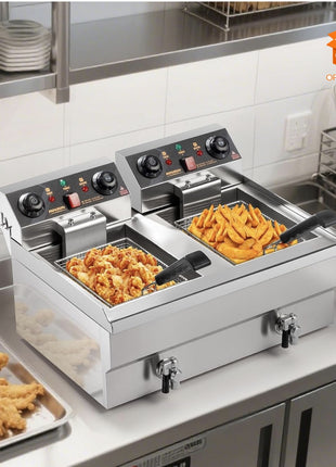 🔥 FREIDORA ELÉCTRICA DOBLE CANASTA 20L INOX ⚡