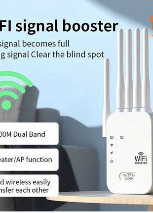 REPETIDOR WIFI 1200M CON 6 ANTENAS AMPLIFICADOR DE SEÑAL WIFI
