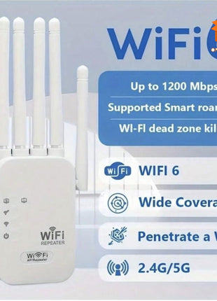 REPETIDOR WIFI 1200M CON 6 ANTENAS AMPLIFICADOR DE SEÑAL WIFI