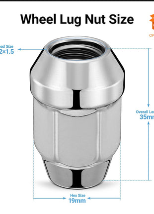 🔩 PACK 20 TUERCAS DE SEGURIDAD CROMADAS M12X1.5 ⚡