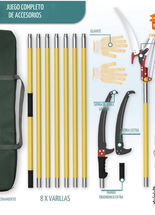 🌳 SERRUCHO TELESCÓPICO PODADOR DE ALTURA 7M ✂️ KIT COMPLETO