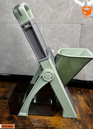 MANDOLINA CORTADORA DE VERDURAS PLEGABLE CON RECIPIENTE - VERDE MENTA