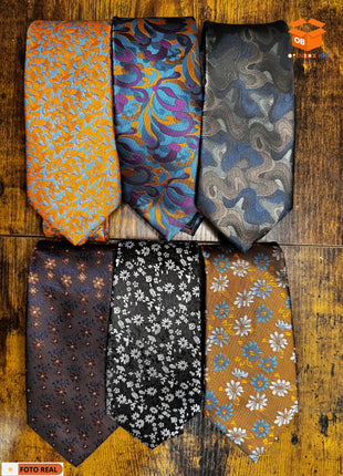 CORBATAS DE SEDA ESTAMPADAS PARA HOMBRE - SET ELEGANTE