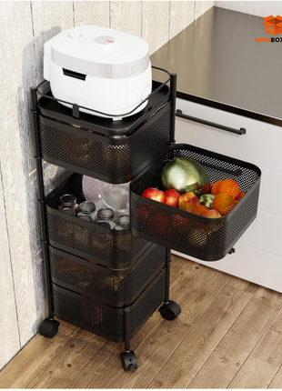 Estante giratorio de almacenamiento de cocina, carrito de despensa con ruedas de 5 capas, carrito de almacenamiento de frutas y verduras