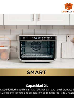 Horno de convección digital marca NINJA (capacidad XL) y un acabado de acero inoxidable