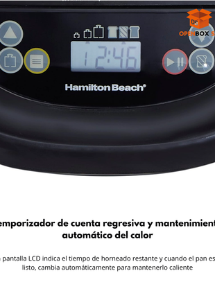 Hamilton Beach Máquina eléctrica digital para hacer pan artesanal y sin gluten, capacidad de 2 libras, 14 ajustes
