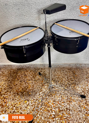 Timbales Glarry de 13" y 14" con Soporte y Cencerro