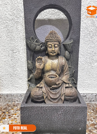 Fuente Decorativa Zen Buda con Cascada y Luz LED