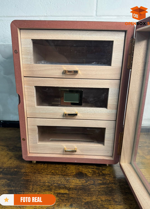Gabinete de almacenamiento con humidificador y higrómetro digital para habanos