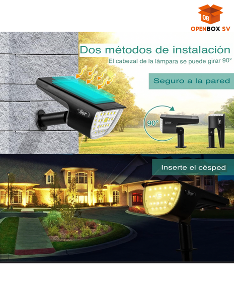 lampara solar led 2 en 1 para jardin y exterior