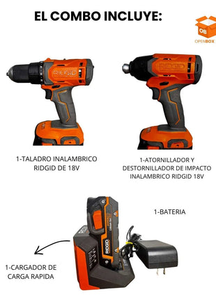 COMBO DE TALADRO Y ATORNILLADOR MARCA RIDGID