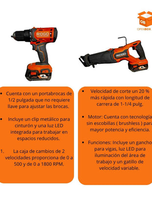 Set de potente taladro y sierra soso inalámbrica