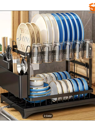 Escurridor de Platos Multifuncional de 2 Niveles