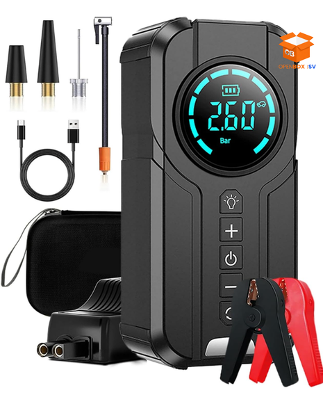 Arrancador de Batería 5 en 1 Premium | Compresor de Aire, Power Bank y Linterna LED