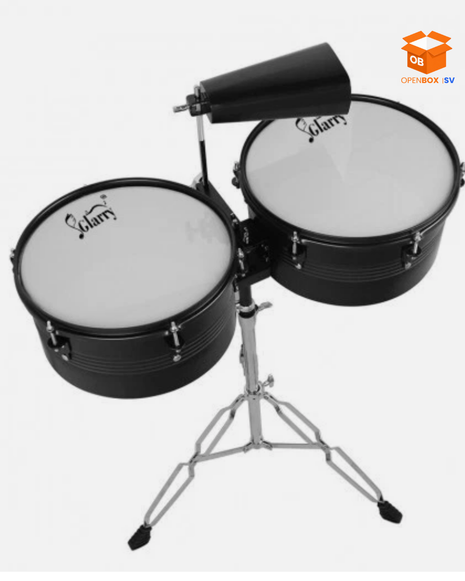 Timbales Glarry de 13" y 14" con Soporte y Cencerro