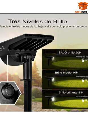 lampara solar led 2 en 1 para jardin y exterior
