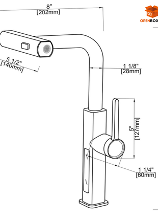 Chorro de cocina con cascada extraíble con pantalla de temperatura en Fahrenheit, 3 modos de salida de agua