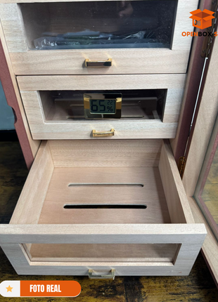 Gabinete de almacenamiento con humidificador y higrómetro digital para habanos