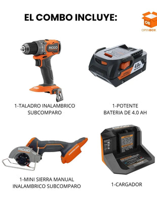 SET DE TALADRO Y MINI SIERRA INALAMBRICA MARCA RIDGID