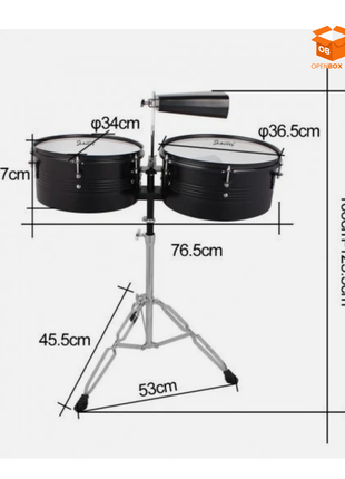 Timbales Glarry de 13" y 14" con Soporte y Cencerro
