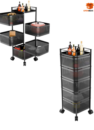 Estante giratorio de almacenamiento de cocina, carrito de despensa con ruedas de 5 capas, carrito de almacenamiento de frutas y verduras