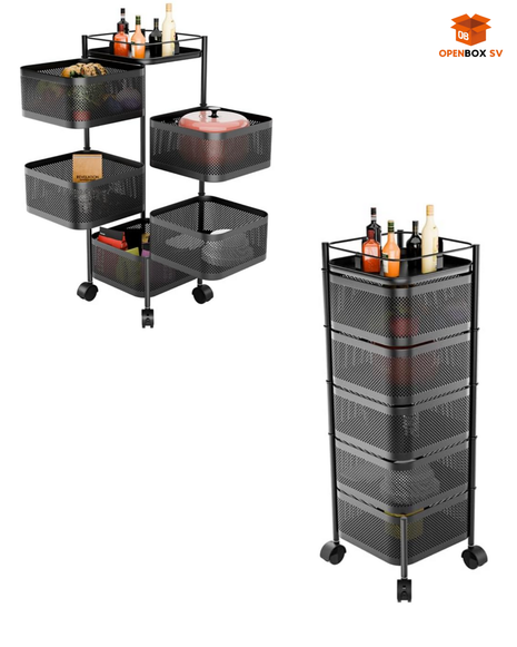 Estante giratorio de almacenamiento de cocina, carrito de despensa con ruedas de 5 capas, carrito de almacenamiento de frutas y verduras