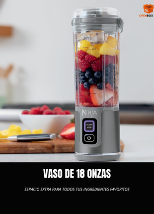 Licuadora NINJA portátil y accesorios, inalámbrica, recipiente de 18 onzas, licuadora personal para batidos