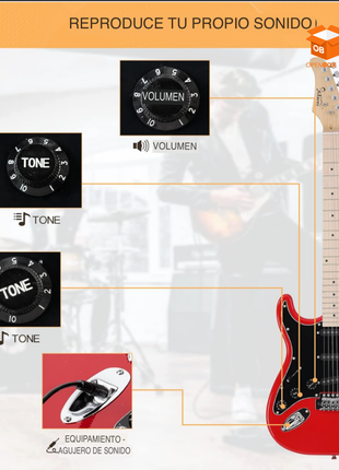 Guitarra Eléctrica de 6 Cuerdas con Amplificador