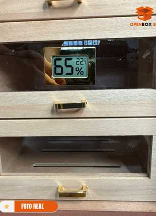 Gabinete de almacenamiento con humidificador y higrómetro digital para habanos