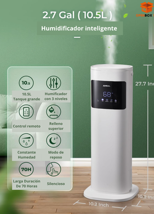 Humidificador para habitación grande en el hogar, 10.5L de llenado superior de niebla fría y cálida