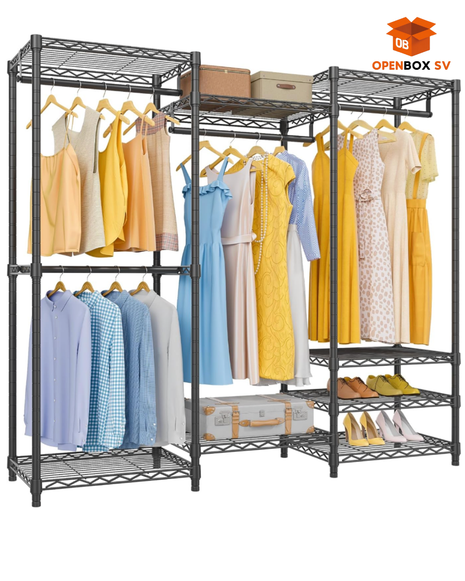 🧺 Estante Organizador de 6 Niveles con Barras Colgantes – Gran Capacidad y Máxima Resistencia