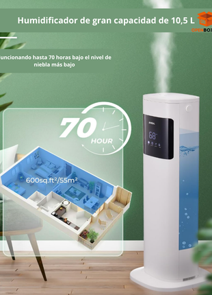 Humidificador para habitación grande en el hogar, 10.5L de llenado superior de niebla fría y cálida