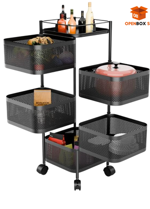 Estante giratorio de almacenamiento de cocina, carrito de despensa con ruedas de 5 capas, carrito de almacenamiento de frutas y verduras