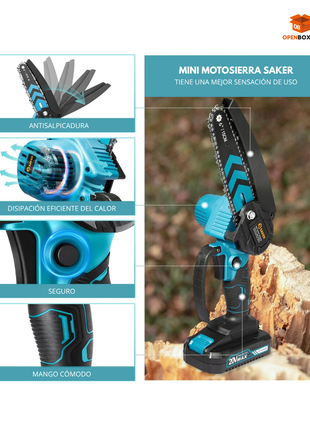 Mini motosierra eléctrica y portátil de 6 pulgadas, para podar ramas de árboles, usar en hogar y jardín