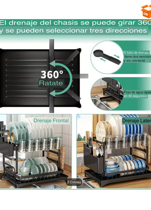 Escurridor de Platos Multifuncional de 2 Niveles